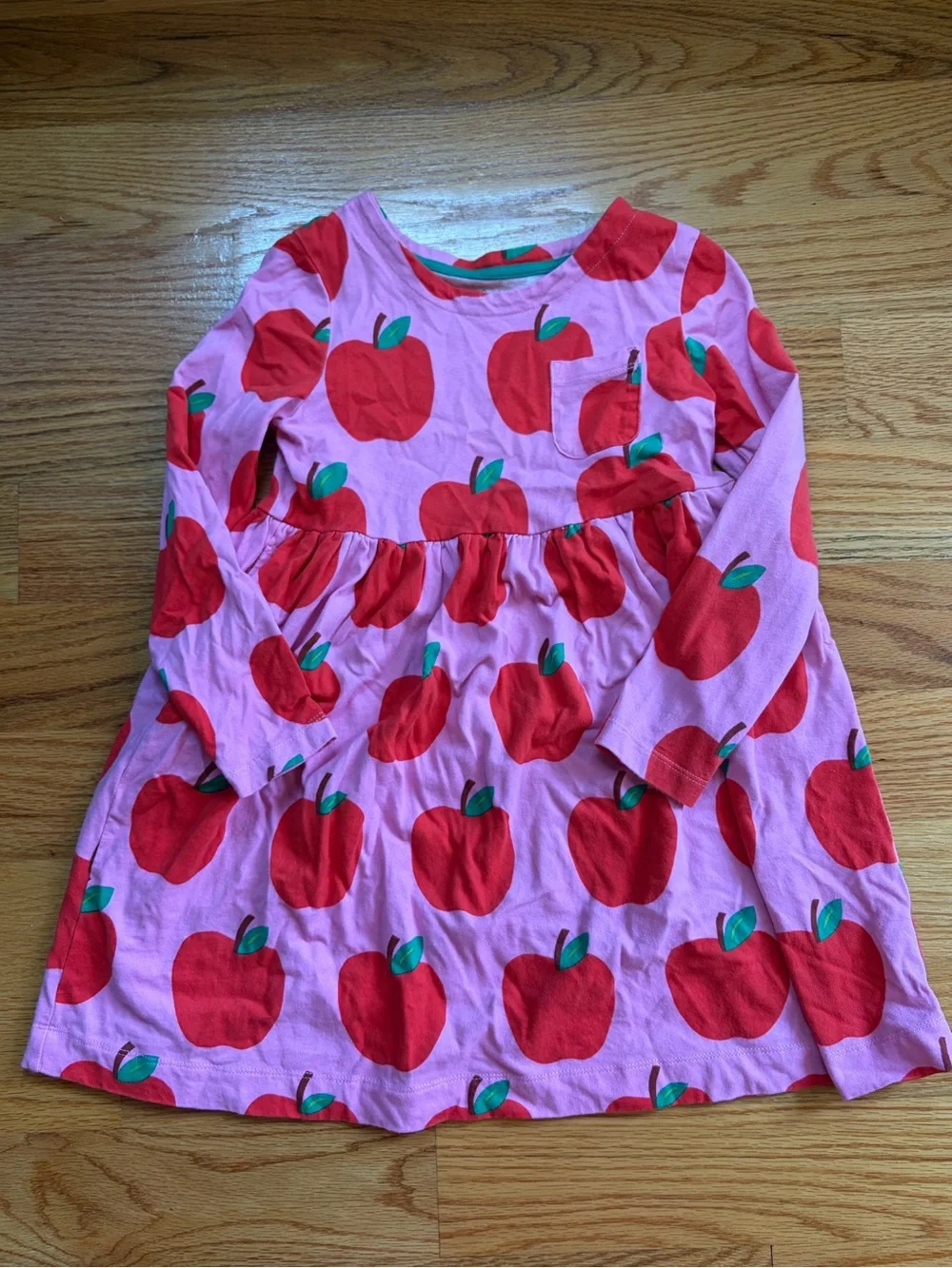 Mini Boden pink and red apple dress size 6-7